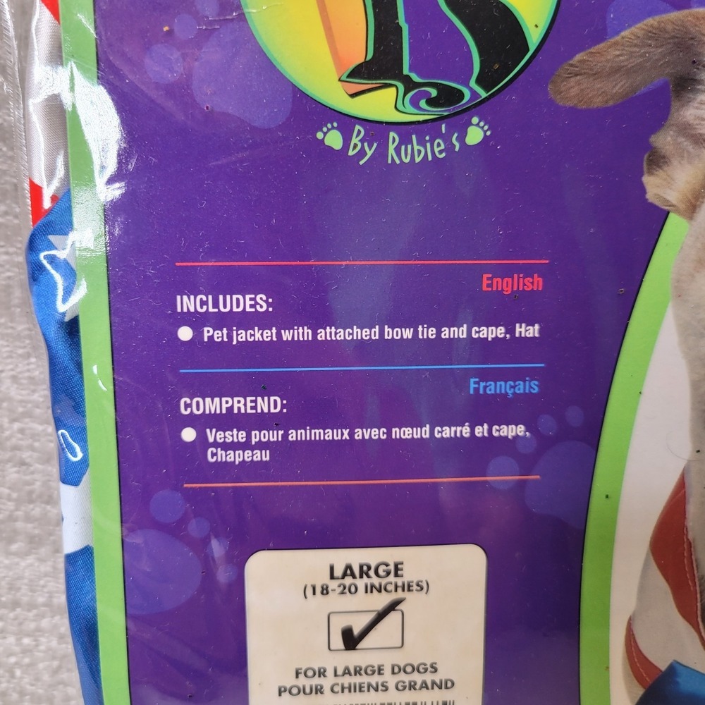 Pet Costumes by Rubies Uncle Sam Size Large Dog 4th of July Flag America NEW - Picture 4 of 8